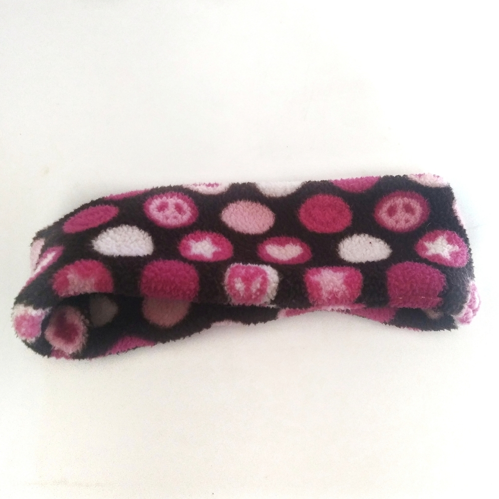 Justice Brown W/ Pink & White Polka Dots Winter Headband Hat